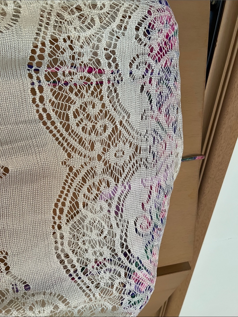 Ivory Crochet Fringe Shawl Wrap - Lightweight Feminine Cover-Up - Picture 5 of 10
